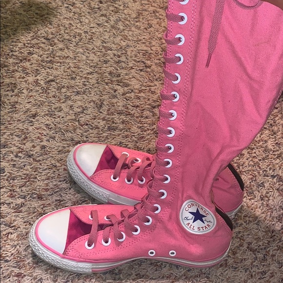 knee high pink converse